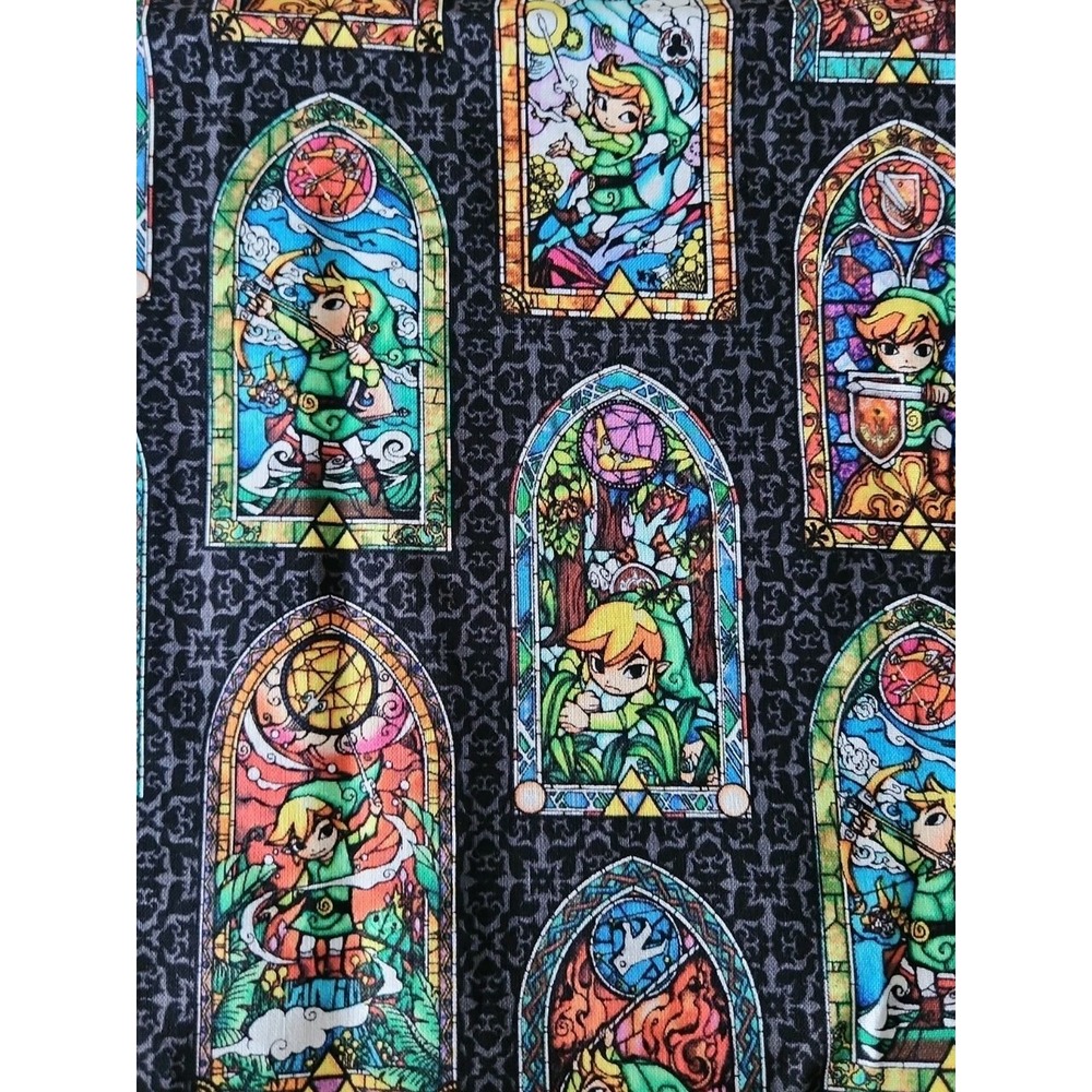 1/2 yard Zelda Black Stained Glass Nintendo Cotton Fabric Springs Creative 18x42